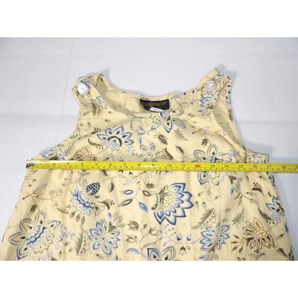 Vintage Requirements Linen Midi Dress Medium Yellow Floral Cottage Core Fairy Y2 - Picture 7 of 13